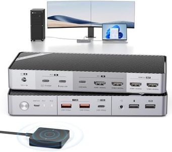 Minisopuru Commutateur KVM pour ordinateur portable et de bureau – Commutateur KVM double moniteur 4K @ 60 Hz avec 2 HDMI, charge 15 W, pour Thunderbolt 5/4/3, ordinateurs