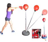 5 Star TD Boxing Punching Bag with Stand | Speed Ball Boxing Training Bag Full Set with Boxing Gloves for Teenagers and Adults | Adjustable 48' to 59' in Height | Boxing Training Exercise and Fitness