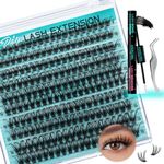 Lash Clusters Kit 200pcs, Eyelash Extension Kit 70D D Curl Diy Cluster Eyelashes Extensions Lash Bond and Remover Waterproof Lash Applicator Tools for 10-18mm Mix Lashes Beginner Self Use at home