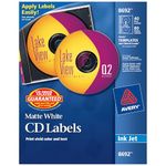 Inkjet CD/DVD Labels, Matte White, 40/Pack