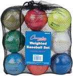 Champion Sports Weighted Training Baseball Set - Rubber Cork Core - Leather Cover - Set of 9 Balls - Graduated Weights - 4 to 12 oz - 9 Inch Diameter