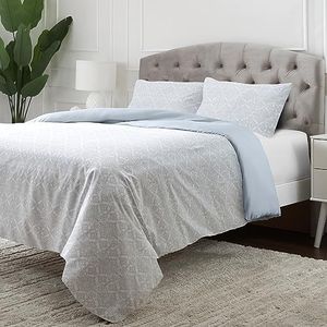 Mellanni Funda Nórdica Cama 90 - Fundas Nórdicas con Cierre De Botón - Microfibra Juego De Funda Edredón - con 2 Fundas De Almohadas 80x80 cm - (155x220 cm, Azul Cielo Encaje)