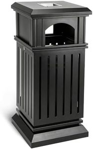 BEAMNOVA Trash Can Outdoor Top Tray Matte Black Stainless Steel Commercial Garbage Enclosure with Locking Lid Heavy Duty Industrial Yard Garage Waste Container, 35.5 * 15.8 * 15.8 in