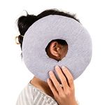 UKTYUAS 9" Piercing Pillow,O-Shaped Pillow With Ear Holes,Doughnut Pillow For Ear Piercing,Ear Piercing Pillow For Side Sleepers,Relieve Ear Pain, Ear Inflammation(Grey)