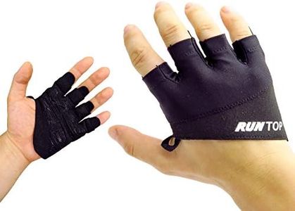 RUNTOP Partial Workout Gloves Micro Weight Lifting Grips with Silicon Padding Exercise Cross Training Gloves for Women Men WODS Bodybuilding Powerlifting Gym Fitness (Black M)