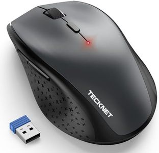 TECKNET Mouse Wireless, 4800 DPI Silenzioso Mouse Senza Fili Ergonomico, 2.4 GHz Ricevitore, 6 Pulsanti, 30 Mesi Durata Batteria, Compatibile con PC, Laptop, Mac, Chromebook - Grigio