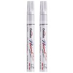 Permanent Paint Pens White Markers - 2 Pack Single color Oil Based Paint Markers, Medium Tip, Quick Drying and Waterproof Marker Pen for Metal, Rock Painting, Wood, Plastic, Canvas, Mugs