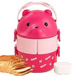 Proof Lunch Box Containers, Leak Proof Large Lunch, Double Layer Leak Proof, Bento Box Eyeglass Bear Lunch Box, Stackable Insulated Food with Container, Hot Food for Vacuum and Thermo Lunch Box