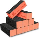 Maryton Nail Sanding Blocks, 80/80 Grit Nail Buffer Files for Acrylic Nails Kit Manicure Tool 10 PCS (Black Orange)