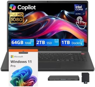 LG Gram 15.6" FHD Touchscreen Laptop, Intel Core Ultra 7 255U, 64GB DDR5 RAM, 3TB Storage (2TB SSD+1TB Docking Station), Intel Graphics, Numeric Keypad, HD Webcam, Wi-Fi 6, Windows 11 Pro, Black