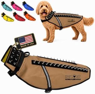 CoyoteVest Dog Harness Protection Vest, Reflective Dog Accessories with Spikes to Shield Your Pet from Raptor and Animal Attacks, Proudly Made in America (Large, Texas Tan)