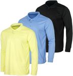 Real Essentials 3 Pack Men's Dry Fit Long-Sleeve Active Polo Shirt Casual Performance Golf (Available in Big & Tall), Set 5, XX-Large