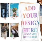 Custom Beach Towel Personalized Your Own Photo Beach Blanket Microfiber Soft Lightweight Beach Bath Pool Towel for Camping Travel Swimming 32”x 52”