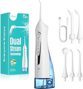 COSLUS Jet Dentaire Hydropulseur Portable 300 ML Sans Fil Irrigateur Dentaire Rechargeable Hydropulseur Dentaire Double Débit d'eau Water Oral Flosser Étanche IPX7 Pour La Maison et Les Voyages Blanc