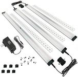 EShine Hand Wave Activated Under Cabinet LED Lighting Kit, Dimmable, 3-Pack 20 in - Touchless Dimming Control, Black Under Counter Lights for Kitchen, Garage, Office, Desk - Cool White (6000K)