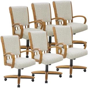 Chromcraft Set of 6 Caster Swivel Tilt Dining Chairs, Ultra Comfort Kitchen Chairs Casual Chairs with Soft Rubber Wheels Rolling Chair on Wheels for Kitchen(Ivanhoe NPL Nude)