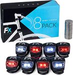 FX FFEXS Bike Lights Front and Back - Bike Lights Set (Batteries + Extra Sets of Batteries Included) - Bright Bicycle Lights Front Rear with Waterproof Silicone Housing