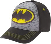 DC Comics Boys Baseball Cap, Batman Adjustable Boy Hats For Kids Ages 4-7, Black/Grey