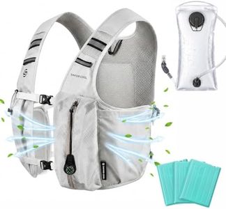 SAVIOR COOL Cooling Hydration Vest with 2L BPA-Free Water Bladder, Running Vest with 3 Removable Cooling Packs, Lightweight Outdoor Hydration Pack for Hot Weather, Hiking, Cycling, Training (Gray)