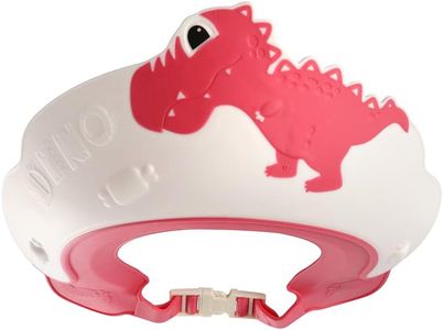 Baby Shower Cap Shield, Shower Cap for Kids, Visor Hat for Eye and Ear Protection for 0-9 Years Old Children,Cute Dinosaur/Crocodile/Hippo shape Makes the Baby Bath More Fun (Dinosaur, Red)