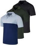 Real Essentials 3 Pack: Men's Quick-Dry Short Sleeve Athletic Performance Polo Shirt (Available in Big & Tall)