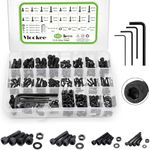 520PCS Alloy Steel Socket Cap Bolts Screws with Nuts Assortment Kit,Black Screws Hex Bolts,M3 M4 M5 M6,Black Oxide Finish,with Hex Wrenches, with Storage Box Gift Ideas for Father, Husband, Handyman