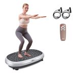 EILISON Vibration Plate Exercise Machine Seat - Whole Body Workout Vibration Fitness Platform w/Loop Bands - Home Training Equipment for Recovery, Wellness, Weight Loss (Silver)