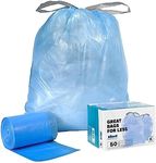 Plasticplace Custom Fit Trash Bags, Compatible with simplehuman Code K (50 Count) Tinted Blue Drawstring Garbage Liners 10 Gallon / 38 Liters, 24" x 28"