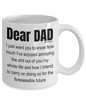 Fathers Day Mug from Daughter Son, Dear Dad, Birthday Gifts, Funny Daddy Cup, Coffee Tea, Christmas Presents - wm3293