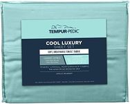 TEMPUR-PEDIC Cool Luxury Sheet Set – Luxurious Softness and Breathable Fabric Keep You Comfortable – Queen, Ether - Includes 2 Standard Pillowcases, 1 Queen Flat Sheet, 1 Queen Fitted Sheet