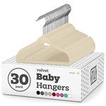 Zober - Baby Velvet Hangers - Premium Quality, Space Saving, Strong and Durable - Perfectly Sized For Babies 0-48 months - 11" wide - Ultra Thin Non-Slip Hangers 360 Chrome Swivel Hook [30 pack] Ivory