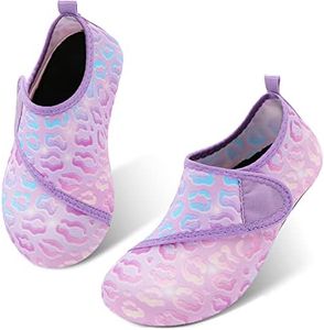 JIASUQI Barefoot Beach Park Swimming Water Shoes for Kids Boys Girls Easy Purple Leopard US 12.5-13 M Little Kid