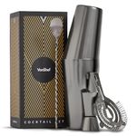 VonShef Cocktail Shaker Set, Graphite 4pc Set with Boston Cocktail Shaker, Bartender Kit with Strainer, Muddler, Jigger & More, Gift Box Included