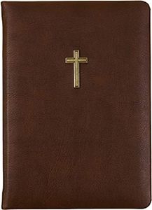 Eccolo Blank Lined Journal Notebook with Cross Emblem, 256 Ruled Pages, Padded Fabric Hardcover (Brown, 5x7 inches)