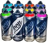 Loop Aerosol Art Spray Paint Set of 12 400ml Cans - Popular Colors