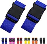 2 Pack Suitcase Straps, Bright Color Adjustable Luggage Belts, TSA Approved (Blue)