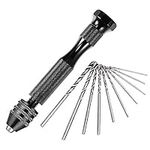 Mesee Pin Vise Hand Drill Bits, Precision Hand Drill Pin Vise with 10pcs Mini Micro Twist Drill Bits Woodworking Rotary Tools for DIY Jewelry Model Resin Wood Craft Walnut Amber Beeswax