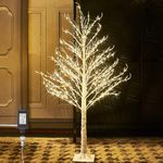 Hairui Lighted White Tree Plug in 4FT 430 LED Artificial Twig Tree with Lights for Christmas Holiday Wedding Room Decorations Indoor Outdoor Use