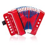 Horse Button Accordion,10 Keys Control Kids Accordion Musical Instruments for Kids Children Beginners Lightweight and Environmentally-friendly (Red)