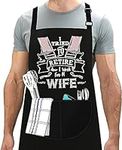 LINEN CLOSET® Adjustable Bbq Aprons for Men Women Funny Rude Chef Aprons Christmas Grilling Gifts for Dad Son Father Husband with 2 Pockets- I Tried to Retire Apron