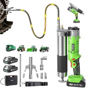 TaskStar Cordless Electric Grease Gun 12000PSI: 2-in-1 Battery Grease Gun Kit with 2 Batteries, 47.2" Hose, Quick-release Coupler, 90° Adapter, LED, Straight & Pistol Handle for DIY, Industrial & Farm
