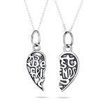 2 PCS Best Friend Forever BFF Split Broken Puzzle Heart Break Apart Pendant Necklace For Women For Teen Sterling Silver