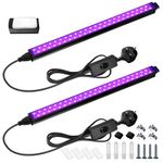 Barrina UV Black Light, Portable UV LED Lights UK Plug with On/Off Switch, 10W 1ft Magnetic Blacklight, Linkable Aluminium Blacklight for Fluorescent Poster Glow Party Paint, Halloween Decor, 2 Packs