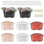 ORIMERC 25cm 8 Pack Wall Hanging Planters Plastic Retro Style Railing Hanging Planters Plants Flowers Plastic Pots Baskets for Balcony Fence Garden Outdoor Indoor-4 Colors