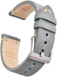 Ritche Quick Release Leather Watch Band 18mm 20mm 22mm Genuine Watch Strap for Men and Women, Suede Grey / Silver, 20mm, Classic