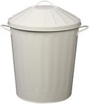 simpa 40L Colourful Vintage Style Metal Tapered Dustbins & Lids - Cream 46cm (H) x 32.5cm (Dia)