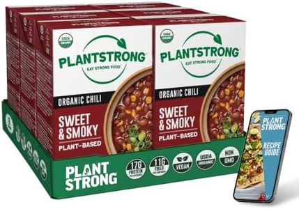 PLANTSTRONG Sweet & Smoky Chili, USDA Organic Vegan Plant-Based Chili with Pinto Beans, Oil-Free, Non-GMO, Lightly Salted, Ready to Heat & Serve, 6-Pack (16.9 oz Each) + Recipe Guide