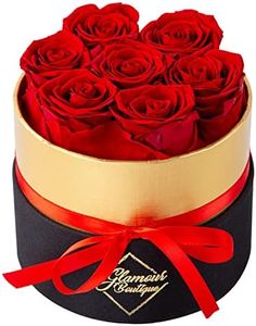 GLAMOUR BOUTIQUE 7-Piece Forever Flowers in a Box - Preserved Roses, Immortal Roses That Last a Year - Eternal Rose Preserved Flowers for Delivery Prime Mothers Day & Valentines Gift for Her - Red