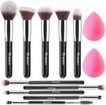 BEAKEY Makeup Brush Set Professional for Eye and Face, Foundation Blending, Eyeshadow, Concealer, Eye Shadow with 2 Blender Sponge, Paper Case