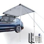 DANCHEL OUTDOOR Pull-Out Car Awning for Camping Overlanding, Waterproof Retractable Roof Rack Awning Canopy with Metal Joints for SUV/Trailers/Truck/Van Gray(1.5x2.5m)